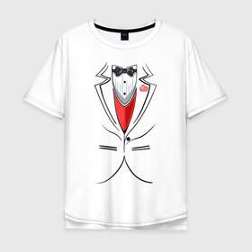 Мужская футболка хлопок Oversize с принтом Костюм жениха в Новосибирске, 100% хлопок | свободный крой, круглый ворот, “спинка” длиннее передней части | бабочка