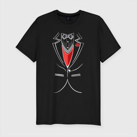 Мужская футболка премиум с принтом Костюм жениха в Новосибирске, 92% хлопок, 8% лайкра | приталенный силуэт, круглый вырез ворота, длина до линии бедра, короткий рукав | Тематика изображения на принте: бабочка