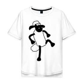 Мужская футболка хлопок Oversize с принтом Овечка танцует в Новосибирске, 100% хлопок | свободный крой, круглый ворот, “спинка” длиннее передней части | Тематика изображения на принте: 2015 | new year | новый год | овечка | овца | символ