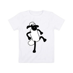 Детская футболка хлопок с принтом Овечка танцует в Новосибирске, 100% хлопок | круглый вырез горловины, полуприлегающий силуэт, длина до линии бедер | 2015 | new year | новый год | овечка | овца | символ