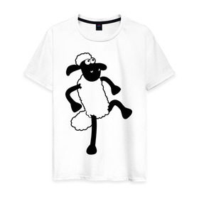 Мужская футболка хлопок с принтом Овечка танцует в Новосибирске, 100% хлопок | прямой крой, круглый вырез горловины, длина до линии бедер, слегка спущенное плечо. | 2015 | new year | новый год | овечка | овца | символ