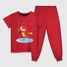 Детская пижама хлопок с принтом Лиса на коньках в Новосибирске, 100% хлопок |  брюки и футболка прямого кроя, без карманов, на брюках мягкая резинка на поясе и по низу штанин
 | Тематика изображения на принте: лиса