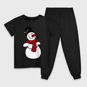 Детская пижама хлопок с принтом Весёлый снеговик в Новосибирске, 100% хлопок |  брюки и футболка прямого кроя, без карманов, на брюках мягкая резинка на поясе и по низу штанин
 | new year | новый год | рождество | снеговик