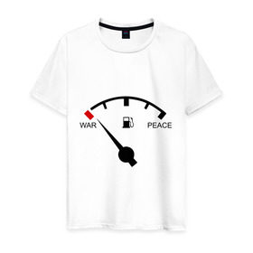 Мужская футболка хлопок с принтом War and peace в Новосибирске, 100% хлопок | прямой крой, круглый вырез горловины, длина до линии бедер, слегка спущенное плечо. | peace | war | война | мир | скорость