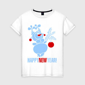 Женская футболка хлопок с принтом Снежная баба в Новосибирске, 100% хлопок | прямой крой, круглый вырез горловины, длина до линии бедер, слегка спущенное плечо | new year | баба | зима | новый год | снеговик | снежная баба