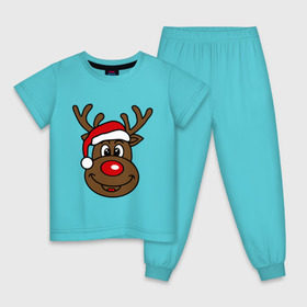 Детская пижама хлопок с принтом Рождественский олень в Новосибирске, 100% хлопок |  брюки и футболка прямого кроя, без карманов, на брюках мягкая резинка на поясе и по низу штанин
 | 2015 | new year | новый год | олень | рождество