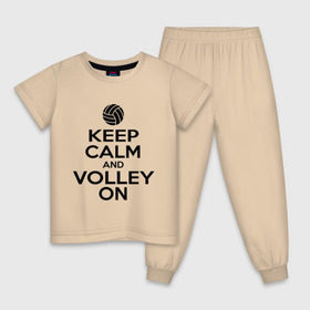 Детская пижама хлопок с принтом Keep calm and volley on в Новосибирске, 100% хлопок |  брюки и футболка прямого кроя, без карманов, на брюках мягкая резинка на поясе и по низу штанин
 | Тематика изображения на принте: волейбол