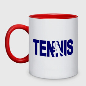 Кружка двухцветная с принтом Tennis в Новосибирске, керамика | объем — 330 мл, диаметр — 80 мм. Цветная ручка и кайма сверху, в некоторых цветах — вся внутренняя часть | Тематика изображения на принте: tennis | теннис