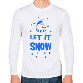 Мужской лонгслив хлопок с принтом Снеговик Let it snow в Новосибирске, 100% хлопок |  | Тематика изображения на принте: cнеговик | let it snow | зима | новый год | снег