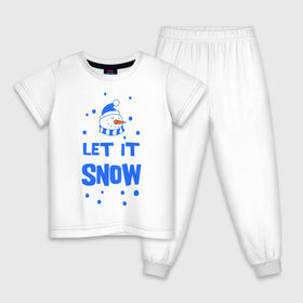 Детская пижама хлопок с принтом Снеговик Let it snow в Новосибирске, 100% хлопок |  брюки и футболка прямого кроя, без карманов, на брюках мягкая резинка на поясе и по низу штанин
 | cнеговик | let it snow | зима | новый год | снег