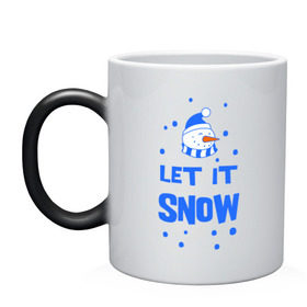Кружка хамелеон с принтом Снеговик Let it snow в Новосибирске, керамика | меняет цвет при нагревании, емкость 330 мл | cнеговик | let it snow | зима | новый год | снег