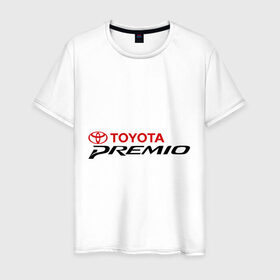 Мужская футболка хлопок с принтом Toyota Premio в Новосибирске, 100% хлопок | прямой крой, круглый вырез горловины, длина до линии бедер, слегка спущенное плечо. | premio | toyota | премио | тойота