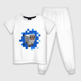 Детская пижама хлопок с принтом Minecraft sheep в Новосибирске, 100% хлопок |  брюки и футболка прямого кроя, без карманов, на брюках мягкая резинка на поясе и по низу штанин
 | Тематика изображения на принте: майнкрафт | овечка