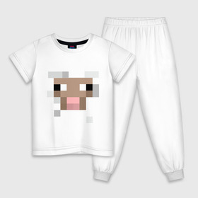 Детская пижама хлопок с принтом Майнкрафт в Новосибирске, 100% хлопок |  брюки и футболка прямого кроя, без карманов, на брюках мягкая резинка на поясе и по низу штанин
 | мордочка | овечка | пиксельный