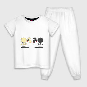 Детская пижама хлопок с принтом Прыгающие овечки в Новосибирске, 100% хлопок |  брюки и футболка прямого кроя, без карманов, на брюках мягкая резинка на поясе и по низу штанин
 | 2015 | бараны | животные | овечки | приколы | символ года | ягнята
