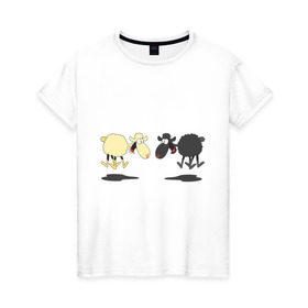 Женская футболка хлопок с принтом Прыгающие овечки в Новосибирске, 100% хлопок | прямой крой, круглый вырез горловины, длина до линии бедер, слегка спущенное плечо | 2015 | бараны | животные | овечки | приколы | символ года | ягнята