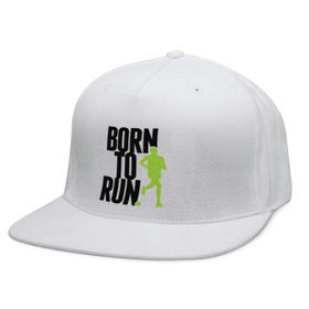 Кепка снепбек с прямым козырьком с принтом Рожден для бега в Новосибирске, хлопок 100% |  | born to run | run | бегать | рожден | рожден бежать