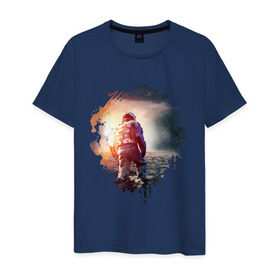 Мужская футболка хлопок с принтом Interstellar в Новосибирске, 100% хлопок | прямой крой, круглый вырез горловины, длина до линии бедер, слегка спущенное плечо. | Тематика изображения на принте: interstellar | интерстеллар | космонавт | космос