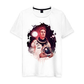 Мужская футболка хлопок с принтом Interstellar в Новосибирске, 100% хлопок | прямой крой, круглый вырез горловины, длина до линии бедер, слегка спущенное плечо. | Тематика изображения на принте: interstellar | интерстеллар | космонавт | космос