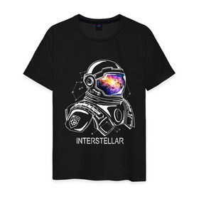 Мужская футболка хлопок с принтом Космонавт в Новосибирске, 100% хлопок | прямой крой, круглый вырез горловины, длина до линии бедер, слегка спущенное плечо. | interstellar | интерстеллар | космонавт | космос