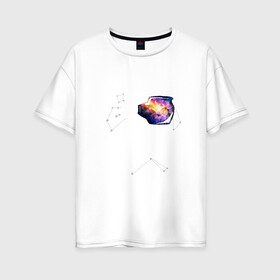 Женская футболка хлопок Oversize с принтом Космонавт в Новосибирске, 100% хлопок | свободный крой, круглый ворот, спущенный рукав, длина до линии бедер
 | interstellar | интерстеллар | космонавт | космос
