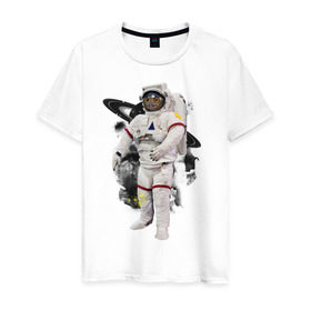 Мужская футболка хлопок с принтом Сова космонавт в Новосибирске, 100% хлопок | прямой крой, круглый вырез горловины, длина до линии бедер, слегка спущенное плечо. | сова