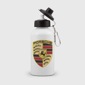 Бутылка спортивная с принтом Porsche в Новосибирске, металл | емкость — 500 мл, в комплекте две пластиковые крышки и карабин для крепления | Тематика изображения на принте: porsche