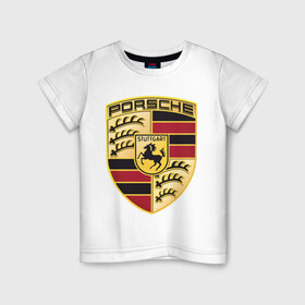 Детская футболка хлопок с принтом Porsche в Новосибирске, 100% хлопок | круглый вырез горловины, полуприлегающий силуэт, длина до линии бедер | porsche
