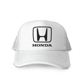 Кепка тракер с сеткой с принтом Honda logo в Новосибирске, трикотажное полотно; задняя часть — сетка | длинный козырек, универсальный размер, пластиковая застежка | honda | logo | motor | лого | хонда