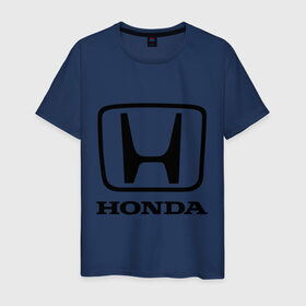 Мужская футболка хлопок с принтом Honda logo в Новосибирске, 100% хлопок | прямой крой, круглый вырез горловины, длина до линии бедер, слегка спущенное плечо. | honda | logo | motor | лого | хонда