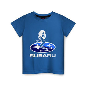 Детская футболка хлопок с принтом Subaru в Новосибирске, 100% хлопок | круглый вырез горловины, полуприлегающий силуэт, длина до линии бедер | Тематика изображения на принте: subaru | субару