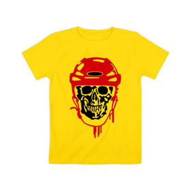 Детская футболка хлопок с принтом Мертвый хоккеист в Новосибирске, 100% хлопок | круглый вырез горловины, полуприлегающий силуэт, длина до линии бедер | скелет