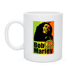 Кружка с принтом Bob Marley в Новосибирске, керамика | объем — 330 мл, диаметр — 80 мм. Принт наносится на бока кружки, можно сделать два разных изображения | Тематика изображения на принте: bob marley | боб марли
