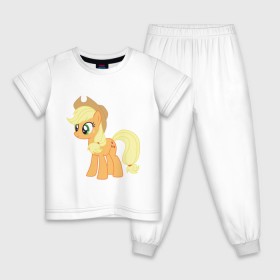 Детская пижама хлопок с принтом Пони Эпплджек в Новосибирске, 100% хлопок |  брюки и футболка прямого кроя, без карманов, на брюках мягкая резинка на поясе и по низу штанин
 | Тематика изображения на принте: my little pony | мой маленький пони | пони | эпплджек