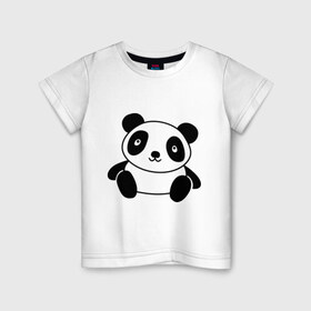 Детская футболка хлопок с принтом Милая пандочка в Новосибирске, 100% хлопок | круглый вырез горловины, полуприлегающий силуэт, длина до линии бедер | Тематика изображения на принте: панда