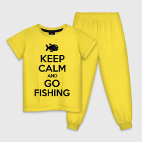 Детская пижама хлопок с принтом Keep calm and go fishing в Новосибирске, 100% хлопок |  брюки и футболка прямого кроя, без карманов, на брюках мягкая резинка на поясе и по низу штанин
 | fishing | keep calm | рыбак | рыбалка | рыбачить | сохраняй спокойствие