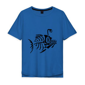 Мужская футболка хлопок Oversize с принтом Скелет глубоководной рыбы в Новосибирске, 100% хлопок | свободный крой, круглый ворот, “спинка” длиннее передней части | скелет