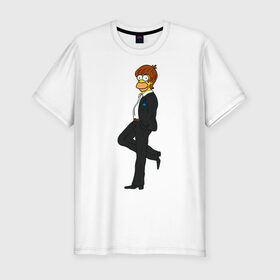 Мужская футболка премиум с принтом Мистер Симпсон в Новосибирске, 92% хлопок, 8% лайкра | приталенный силуэт, круглый вырез ворота, длина до линии бедра, короткий рукав | Тематика изображения на принте: гомер