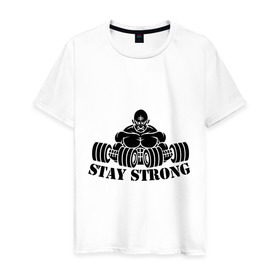 Мужская футболка хлопок с принтом Stay strong в Новосибирске, 100% хлопок | прямой крой, круглый вырез горловины, длина до линии бедер, слегка спущенное плечо. | stay strong | будь сильным