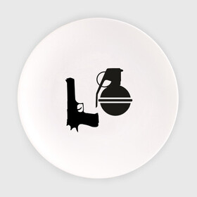 Тарелка с принтом Love guns в Новосибирске, фарфор | диаметр - 210 мм
диаметр для нанесения принта - 120 мм | день святого валентина | любовь | оружие | символ