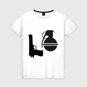 Женская футболка хлопок с принтом Love guns в Новосибирске, 100% хлопок | прямой крой, круглый вырез горловины, длина до линии бедер, слегка спущенное плечо | день святого валентина | любовь | оружие | символ