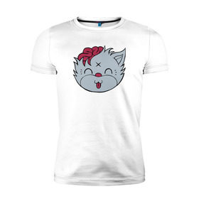 Мужская футболка премиум с принтом Drop Dead Kitty в Новосибирске, 92% хлопок, 8% лайкра | приталенный силуэт, круглый вырез ворота, длина до линии бедра, короткий рукав | Тематика изображения на принте: 