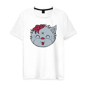 Мужская футболка хлопок с принтом Drop Dead Kitty в Новосибирске, 100% хлопок | прямой крой, круглый вырез горловины, длина до линии бедер, слегка спущенное плечо. | 