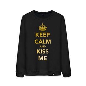 Мужской свитшот хлопок с принтом Keep calm and kiss me в Новосибирске, 100% хлопок |  | keep calm | kiss | золото | поцелуй | сохраняй спокойствие