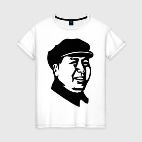 Женская футболка хлопок с принтом Мао в Новосибирске, 100% хлопок | прямой крой, круглый вырез горловины, длина до линии бедер, слегка спущенное плечо | китай | кнр | мао | цзедун