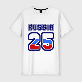 Мужская футболка премиум с принтом Russia - 25 (Приморский край) в Новосибирске, 92% хлопок, 8% лайкра | приталенный силуэт, круглый вырез ворота, длина до линии бедра, короткий рукав | 