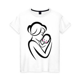 Женская футболка хлопок с принтом Лучшая мама на свете в Новосибирске, 100% хлопок | прямой крой, круглый вырез горловины, длина до линии бедер, слегка спущенное плечо | лучшая мама | ребенок