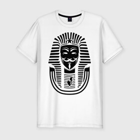 Мужская футболка премиум с принтом Swag anonymous of Egypt в Новосибирске, 92% хлопок, 8% лайкра | приталенный силуэт, круглый вырез ворота, длина до линии бедра, короткий рукав | swag | v | vendetta | анонимус | ви | сваг | свег | свэг | фараон