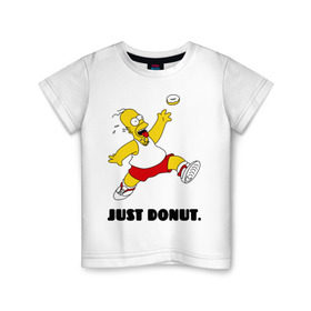 Детская футболка хлопок с принтом Гомер Симпсон - Только пончик в Новосибирске, 100% хлопок | круглый вырез горловины, полуприлегающий силуэт, длина до линии бедер | гомер