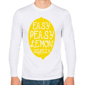 Мужской лонгслив хлопок с принтом Easy Peasy Lemon Squeezy в Новосибирске, 100% хлопок |  | Тематика изображения на принте: 